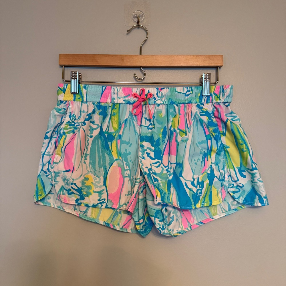 Lilly Pulitzer Callahan Shorts Womens Small Multicolor Abstract Print Nylon 3in‎